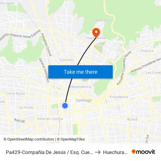 Pa429-Compañía De Jesús / Esq. Cueto to Huechuraba map