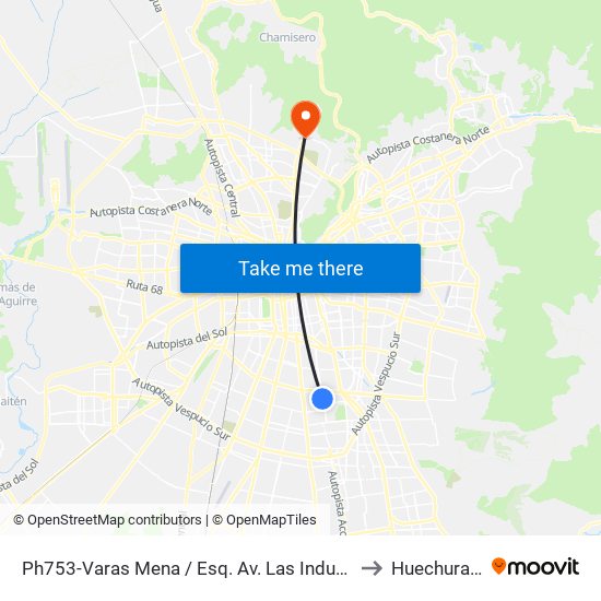 Ph753-Varas Mena / Esq. Av. Las Industrias to Huechuraba map