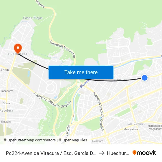 Pc224-Avenida Vitacura / Esq. García De Torres to Huechuraba map