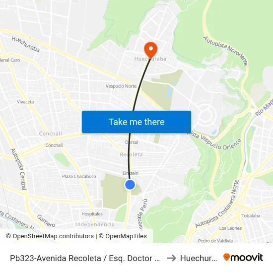 Pb323-Avenida Recoleta / Esq. Doctor Ostornol to Huechuraba map