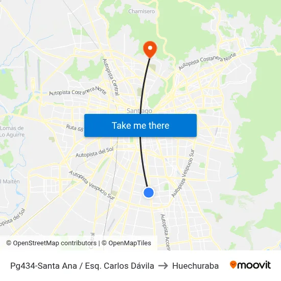 Pg434-Santa Ana / Esq. Carlos Dávila to Huechuraba map