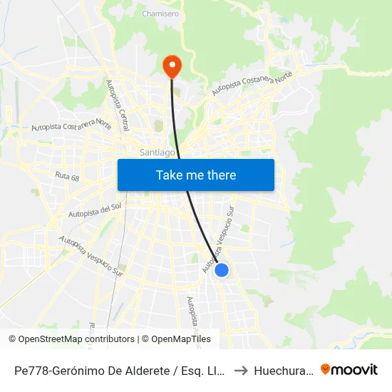 Pe778-Gerónimo De Alderete / Esq. Llaima to Huechuraba map