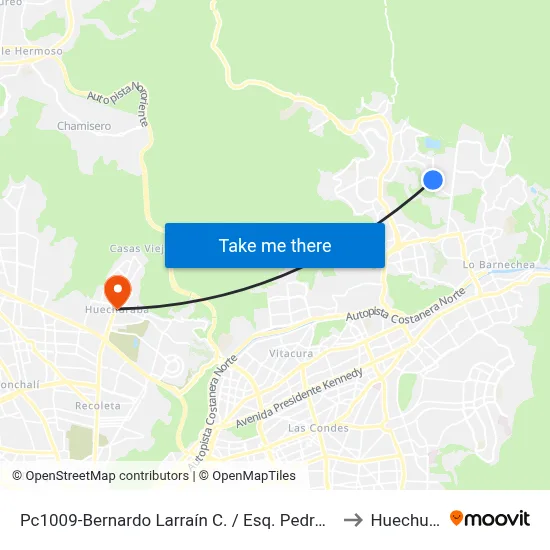 Pc1009-Bernardo Larraín C. / Esq. Pedro Lira Urquieta to Huechuraba map
