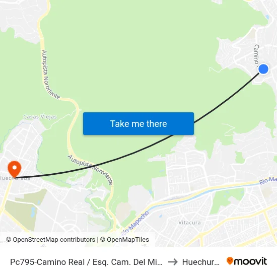 Pc795-Camino Real / Esq. Cam. Del Misionero to Huechuraba map