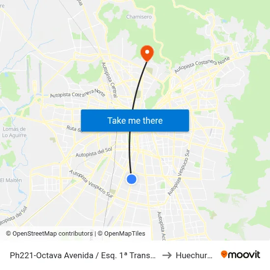 Ph221-Octava Avenida / Esq. 1ª Transversal to Huechuraba map