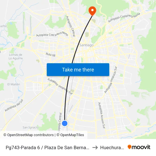 Pg743-Parada 6 / Plaza De San Bernardo to Huechuraba map