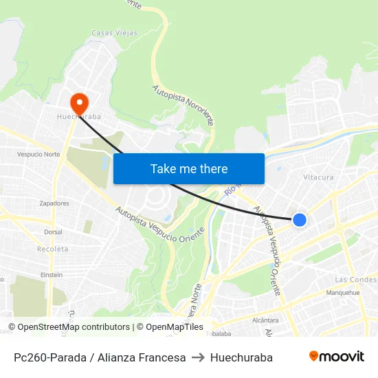 Pc260-Parada / Alianza Francesa to Huechuraba map