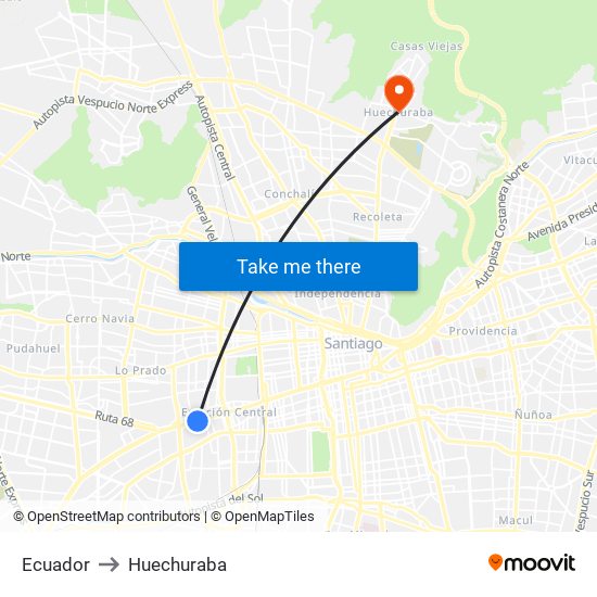 Ecuador to Huechuraba map