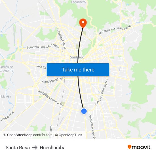 Santa Rosa to Huechuraba map