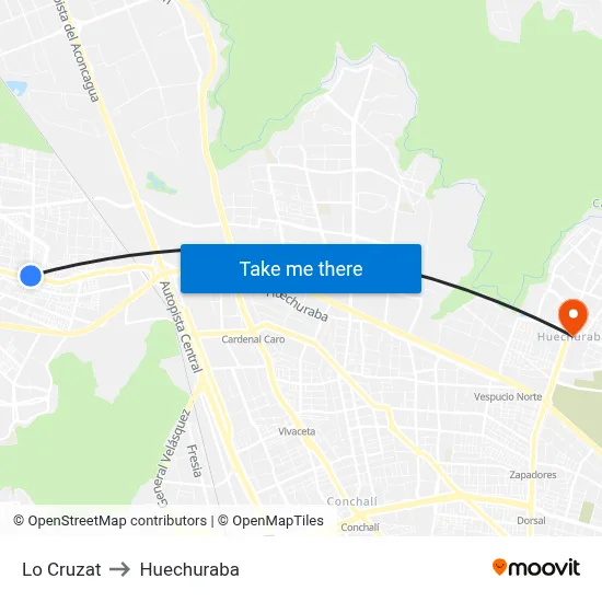 Lo Cruzat to Huechuraba map