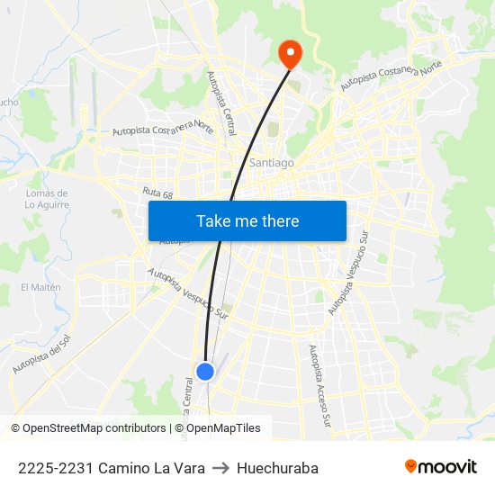 2225-2231 Camino La Vara to Huechuraba map