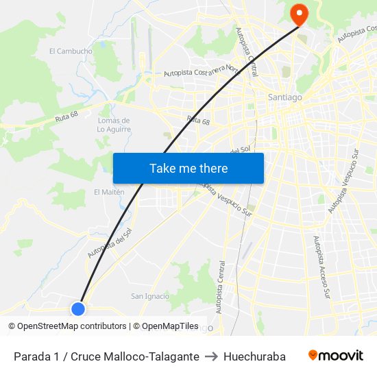 Parada 1 / Cruce Malloco-Talagante to Huechuraba map