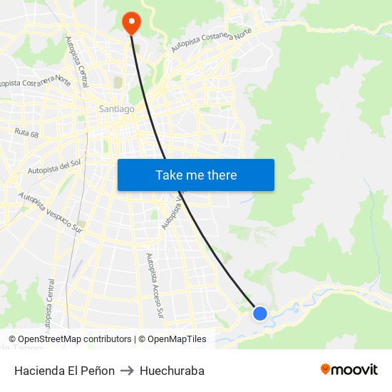 Hacienda El Peñon to Huechuraba map
