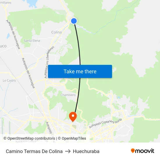 Camino Termas De Colina to Huechuraba map