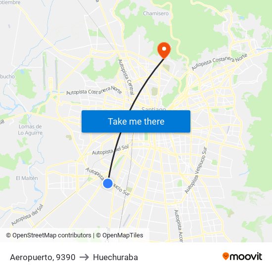 Aeropuerto, 9390 to Huechuraba map