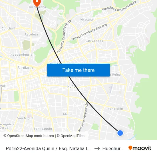 Pd1622-Avenida Quilín / Esq. Natalia Larraín to Huechuraba map