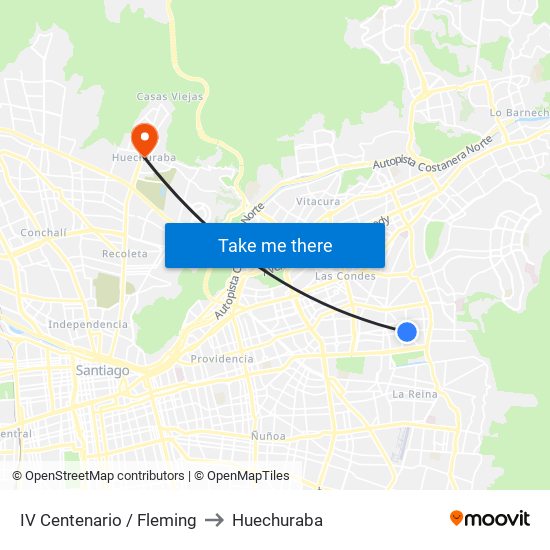 IV Centenario / Fleming to Huechuraba map