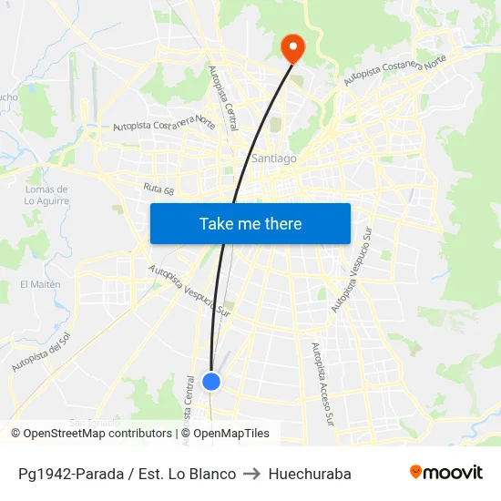 Pg1942-Parada / Est. Lo Blanco to Huechuraba map
