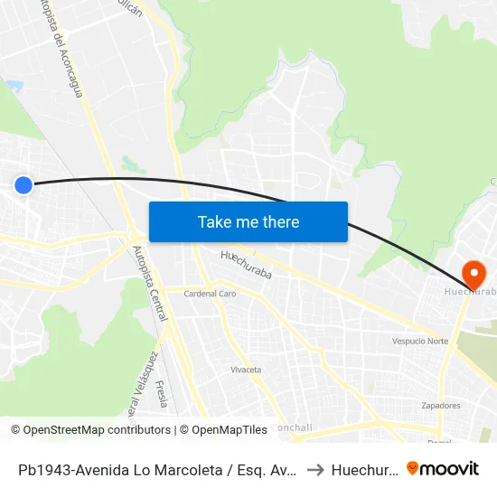 Pb1943-Avenida Lo Marcoleta / Esq. Av. Lo Cruzat to Huechuraba map