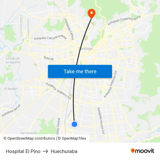 Hospital El Pino to Huechuraba map