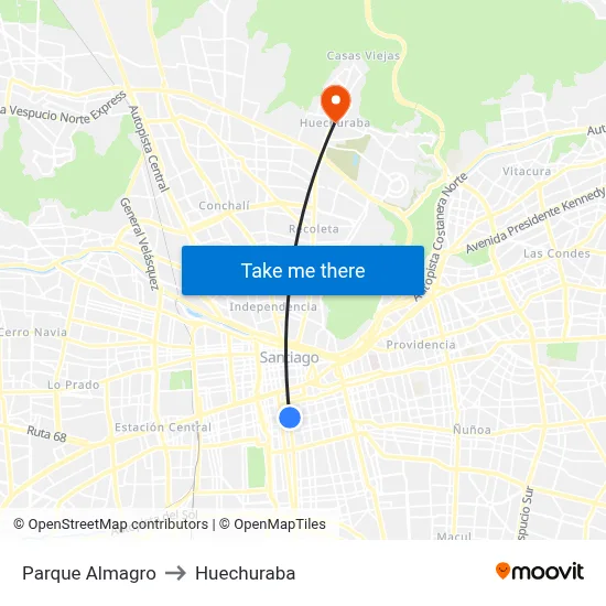 Parque Almagro to Huechuraba map