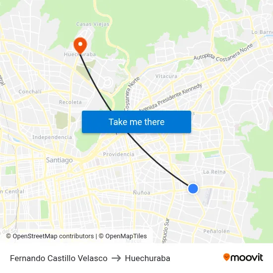 Fernando Castillo Velasco to Huechuraba map