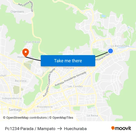 Pc1234-Parada / Mampato to Huechuraba map