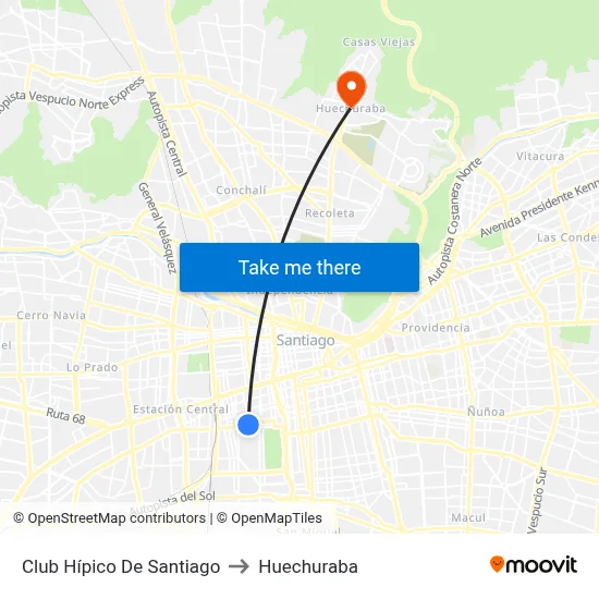 Club Hípico De Santiago to Huechuraba map
