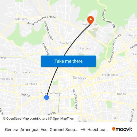 General Amengual Esq. Coronel Souper to Huechuraba map
