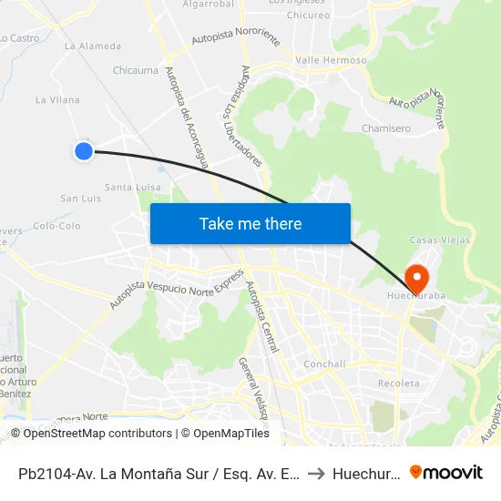 Pb2104-Av. La Montaña Sur / Esq. Av. El Porvenir to Huechuraba map