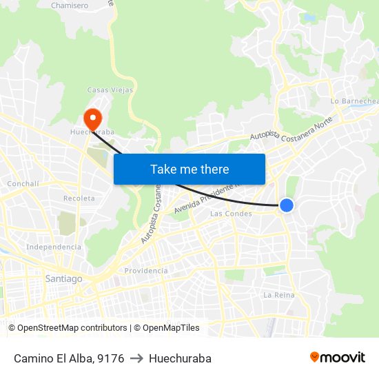 Camino El Alba, 9176 to Huechuraba map