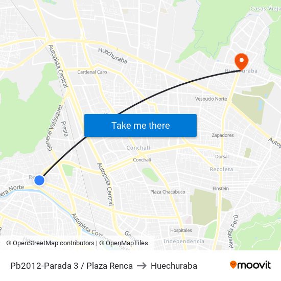 Pb2012-Parada 3 / Plaza Renca to Huechuraba map
