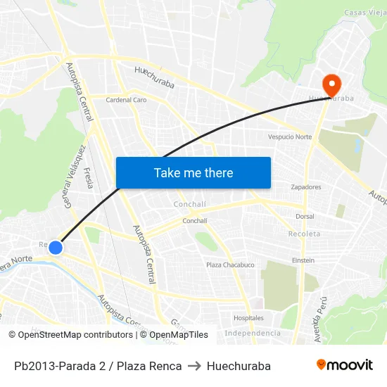 Pb2013-Parada 2 / Plaza Renca to Huechuraba map