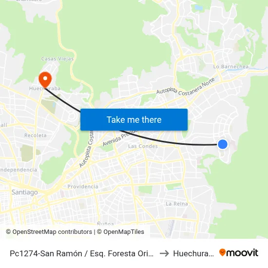 Pc1274-San Ramón / Esq. Foresta Oriente to Huechuraba map