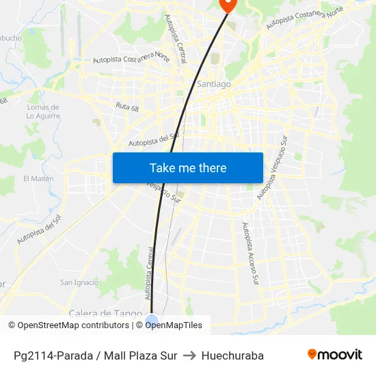 Pg2114-Parada  / Mall Plaza Sur to Huechuraba map