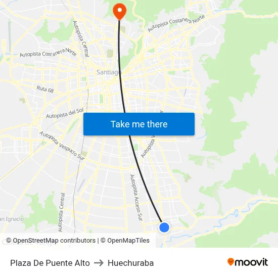 Plaza De Puente Alto to Huechuraba map