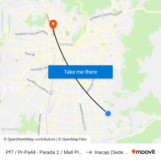 Pf7 / Pr-Pa44 - Parada 2 / Mall Plaza Tobalaba to Inacap (Sede Renca) map