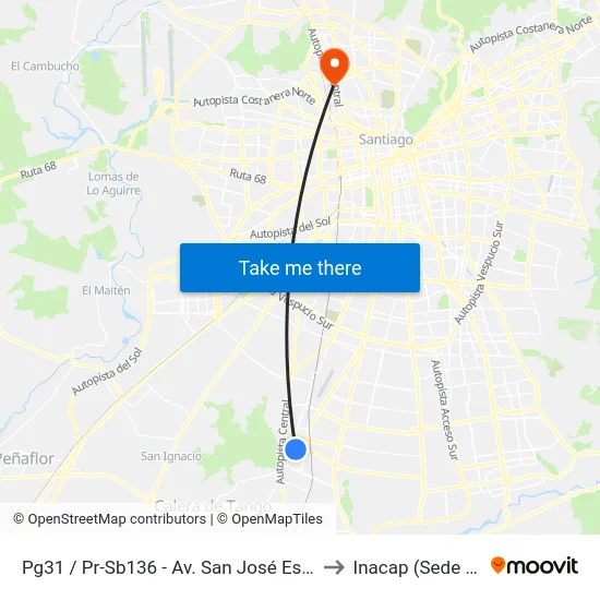 Pg31 / Pr-Sb136 - Av. San José Esq. Eyzaguirre to Inacap (Sede Renca) map