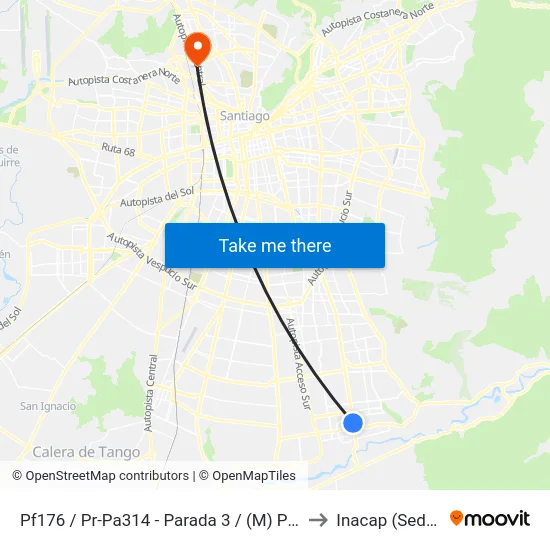 Pf176 / Pr-Pa314 - Parada 3 / (M) Plaza De Puente Alto to Inacap (Sede Renca) map