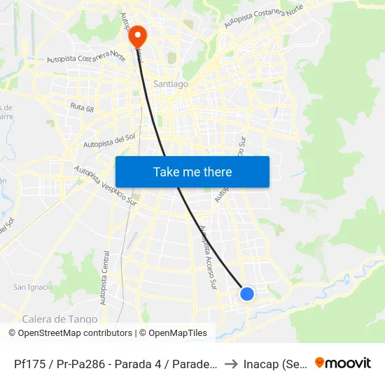 Pf175 / Pr-Pa286 - Parada 4 / Paradero 39 Av. Vicuña Mackenna to Inacap (Sede Renca) map