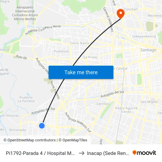 Pi1792-Parada 4 / Hospital Maipú to Inacap (Sede Renca) map