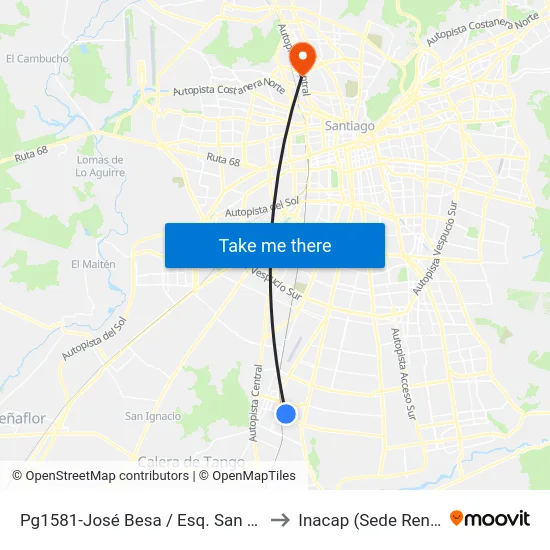 Pg1581-José Besa / Esq. San José to Inacap (Sede Renca) map