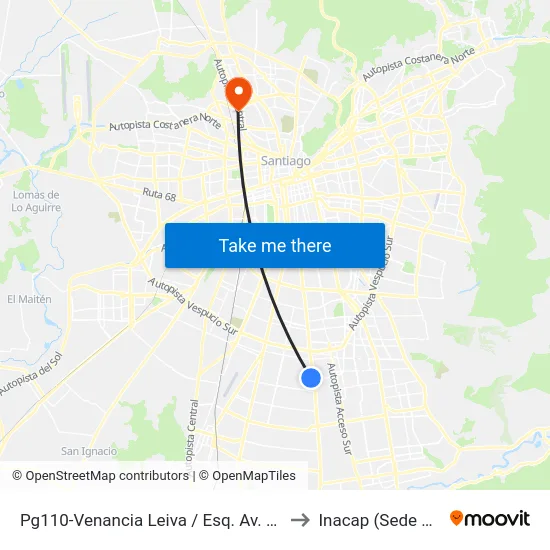 Pg110-Venancia Leiva / Esq. Av. Santa Rosa to Inacap (Sede Renca) map