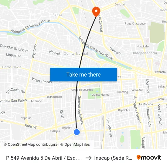 Pi549-Avenida 5 De Abril / Esq. Con Con to Inacap (Sede Renca) map