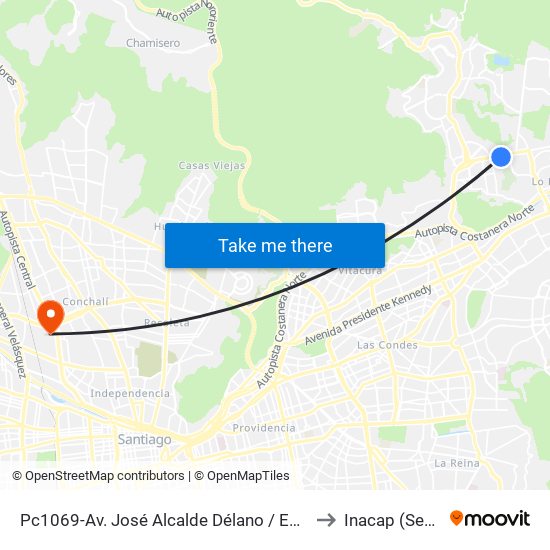 Pc1069-Av. José Alcalde Délano / Esq. Camino De La Fragua to Inacap (Sede Renca) map