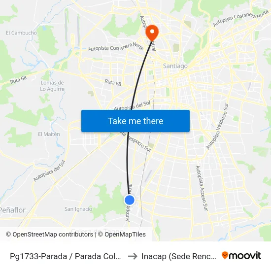 Pg1733-Parada / Parada Colón to Inacap (Sede Renca) map