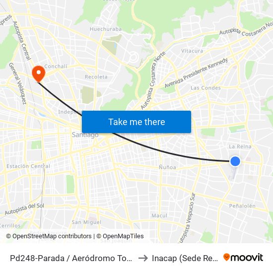 Pd248-Parada / Aeródromo Tobalaba to Inacap (Sede Renca) map