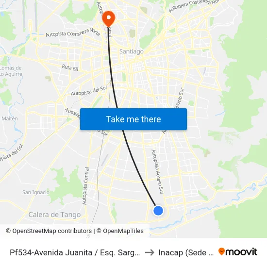 Pf534-Avenida Juanita / Esq. Sargento Menadier to Inacap (Sede Renca) map