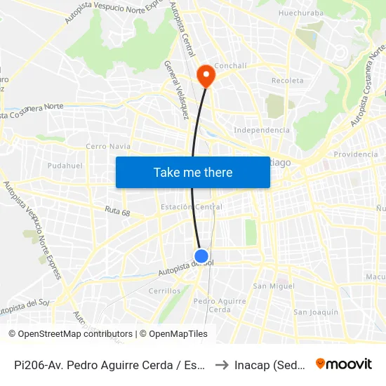 Pi206-Av. Pedro Aguirre Cerda / Esq. Hipólito Villegas to Inacap (Sede Renca) map