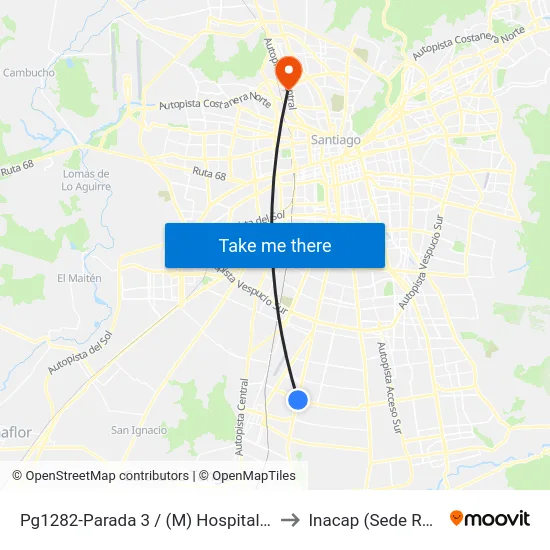 Pg1282-Parada 3 / (M) Hospital El Pino to Inacap (Sede Renca) map